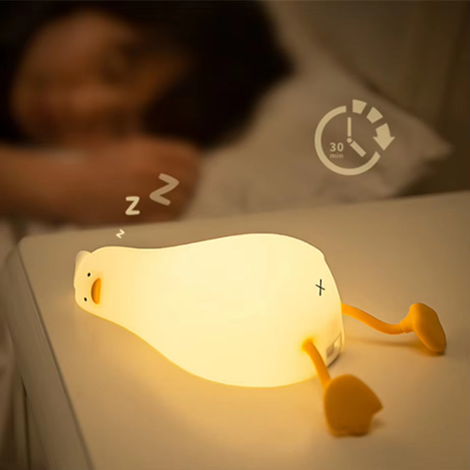 Lámpara Nocturna LED de Silicona en Forma de Pato – Recargable, Suave y Ajustable para Niños