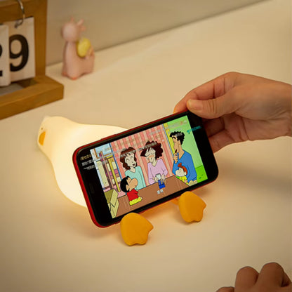 Lámpara Nocturna LED de Silicona en Forma de Pato – Recargable, Suave y Ajustable para Niños