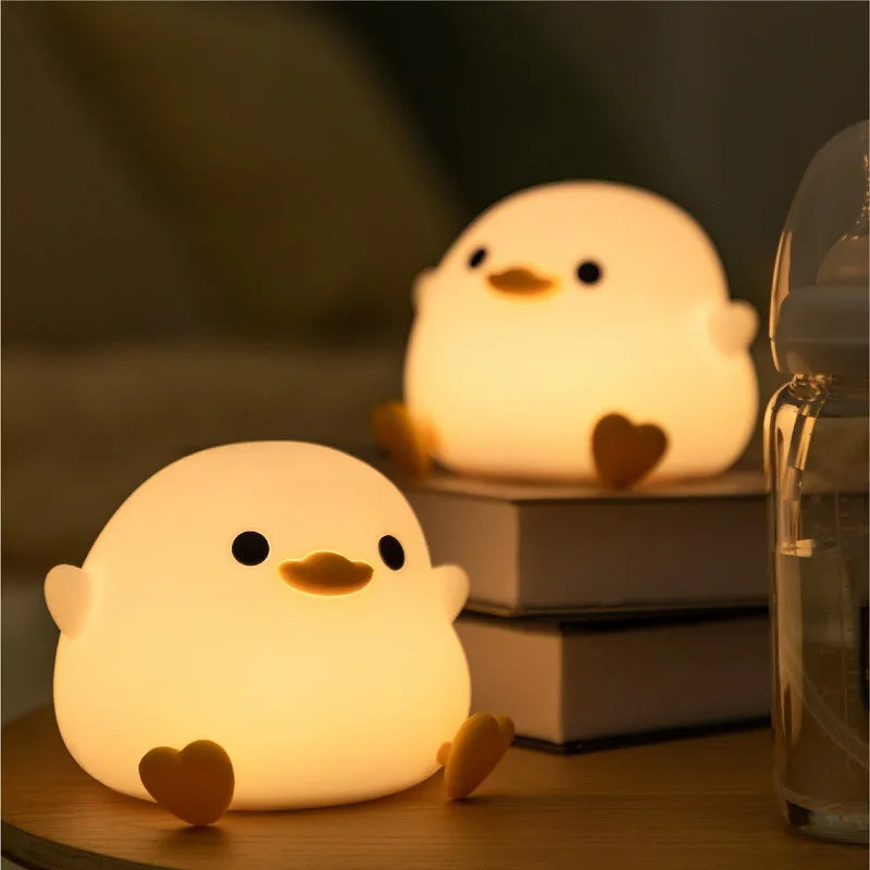 Doudou Duck Silicone Alarm Lamp Ambience Light Bedroom Bedside Lamp Usb Charging with Sleeping Night Light