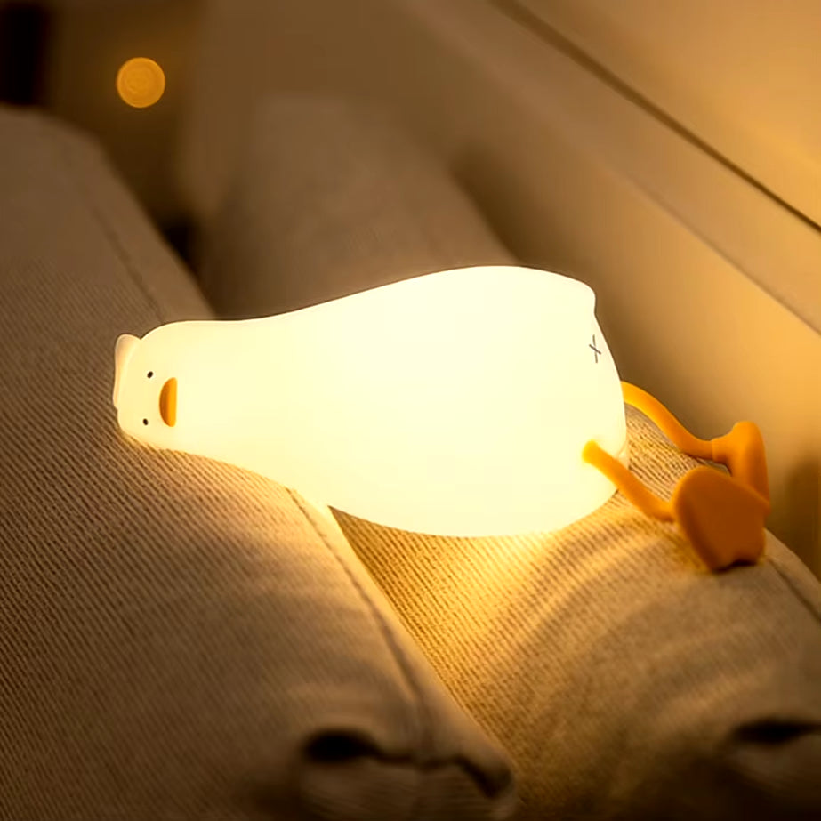 Lámpara Nocturna LED de Silicona en Forma de Pato – Recargable, Suave y Ajustable para Niños